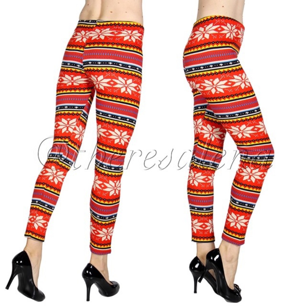 🎄Holiday SALE! Snowflake furry fleece lined leggings